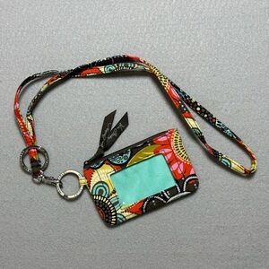 Vera Bradley Zip ID Card Holder Lanyard Flower Shower Mini Bag Travel 21277 157